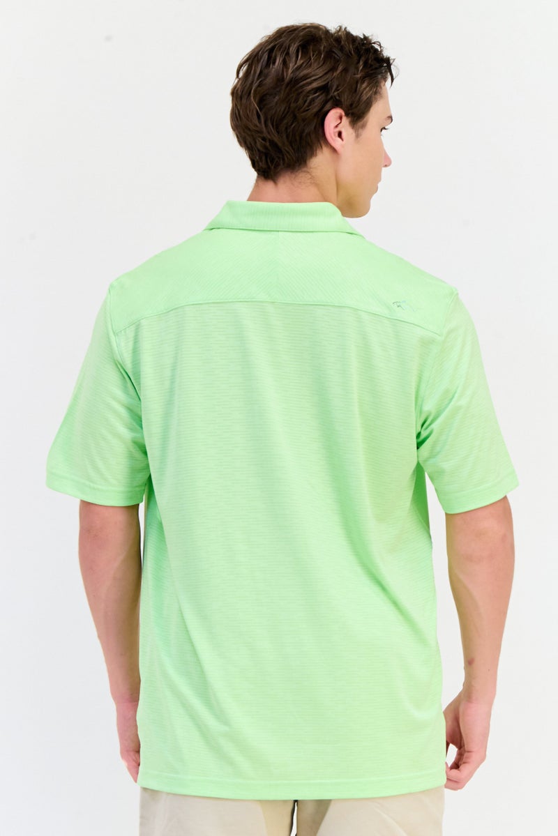 Greg Norman Men Sportswear Fit Short Sleeve Outdoor Polo Shirt, Light Green  - Image 3