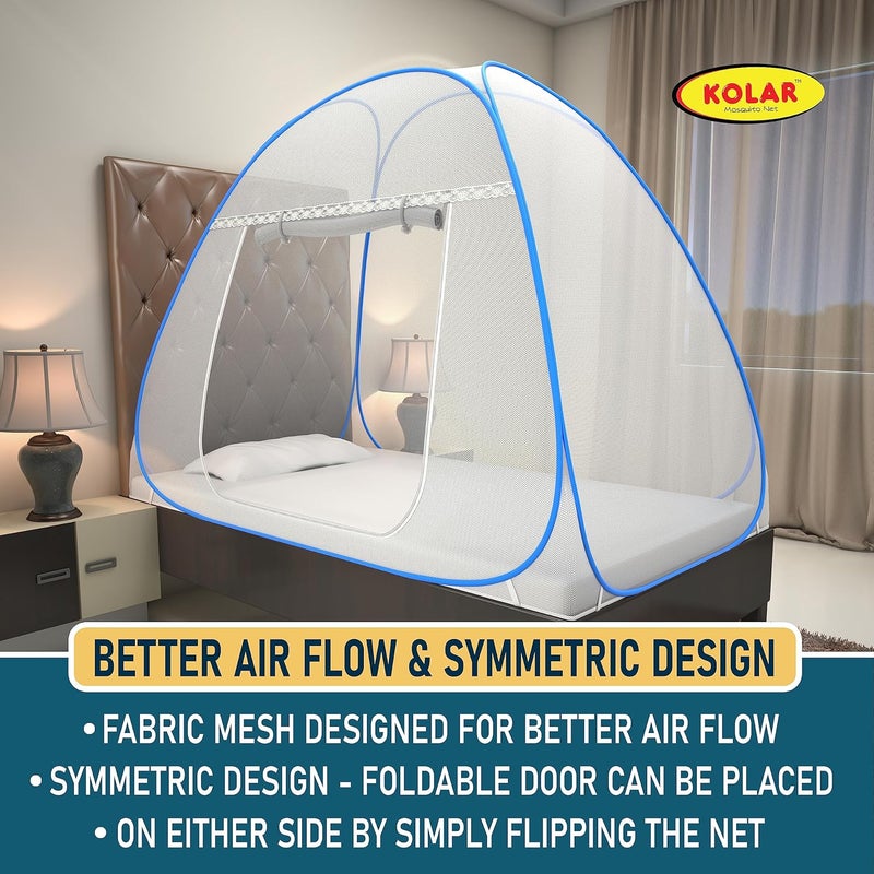 KOLAR Supreme On Mosquito Net for Single BedPolyester 30 GSMFoldable Machardani Strong and DurableTent Type Corrosion Resistant Blue Color - Image 3
