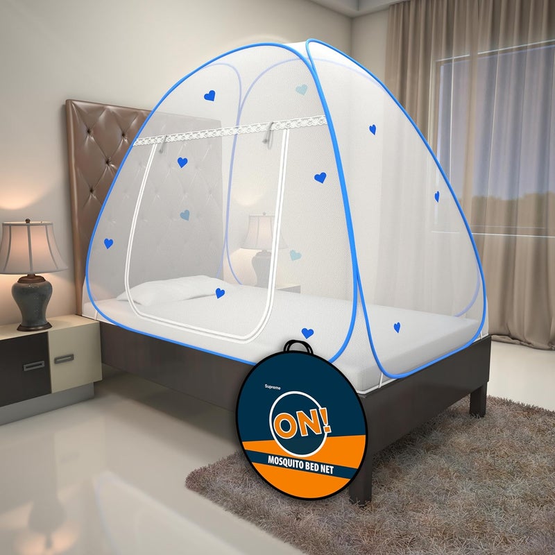 KOLAR Supreme On Mosquito Net for Single BedPolyester 30 GSMFoldable Machardani Strong and DurableTent Type Corrosion Resistant Blue Color - Image 1