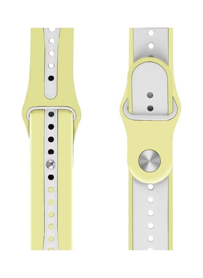 NIBEMINENT Two Tone Silicone Open Watchband for Apple Watch Series 7/6/SE/5/4/3/2/1 42/44/45mm Yellow/White - Image 2