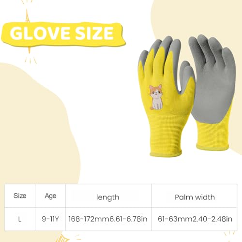 Serplex® Ages 8-11 Kids Gardening Gloves, Yard Work Gloves Kids Rubber Gloves Gardening Gloves Rubber Coated Gloves Kids Gloves Protective Rubber Coated Garden Gloves Digging Field Trip Gloves - Image 2