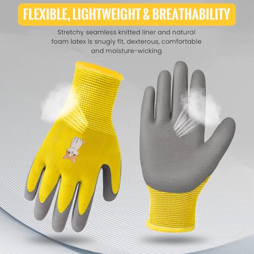 Serplex® Ages 8-11 Kids Gardening Gloves, Yard Work Gloves Kids Rubber Gloves Gardening Gloves Rubber Coated Gloves Kids Gloves Protective Rubber Coated Garden Gloves Digging Field Trip Gloves - Image 3