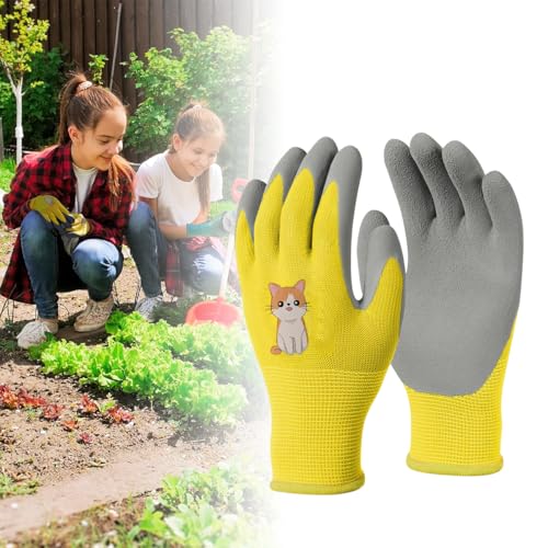 Serplex® Ages 8-11 Kids Gardening Gloves, Yard Work Gloves Kids Rubber Gloves Gardening Gloves Rubber Coated Gloves Kids Gloves Protective Rubber Coated Garden Gloves Digging Field Trip Gloves - Image 1
