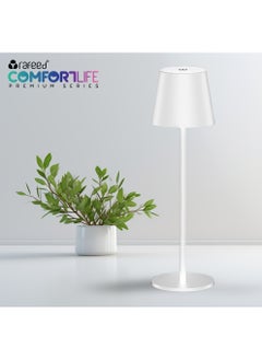 رافيد مصباح طاولة LED قابل لإعادة الشحن – 3 واط، ضوء أبيض دافئ 3000 كلفن، بخاصية التعتيم باللمس، شحن USB-C، بطارية 4000 مللي أمبير، مقاومة IP52 – أبيض  - Image 1
