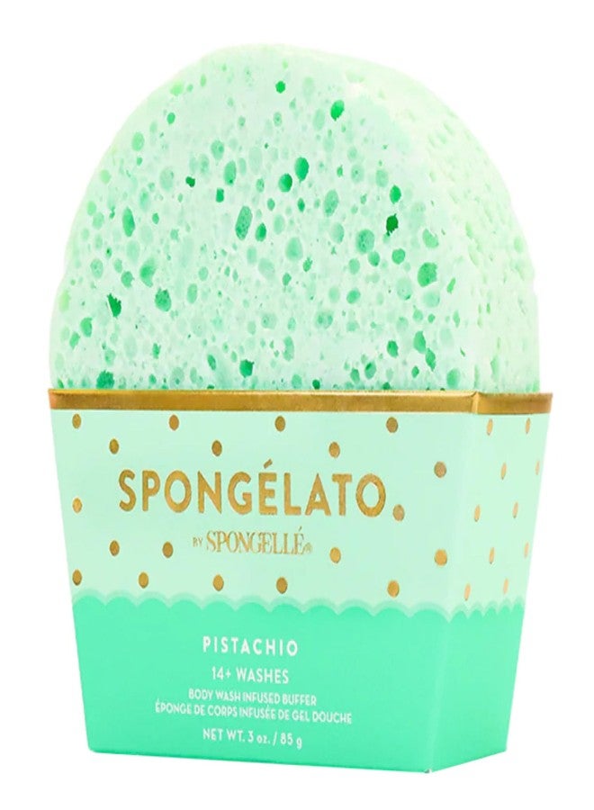 SPONGELLÉ Spongelato Loofah Exfoliating Body Scrubber by Spongelle | Infused with Body Wash | Bath & Shower Loofah for Women | 14+ uses | Pistachio Gelato Inspired - Image 1