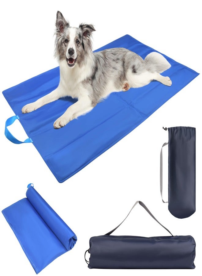 Fayoo Cooling Gel Mat for Dogs - 35.4x23.6 Inch Portable Pet Cooling Pad with Ice Silk Surface Bed for Indoor, Outdoor, Travel Includes Storage Bag (Blue) - Image 1