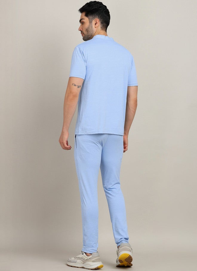 PREEN Men Blue T-Shirt & Trackpant Co-Ord Set - Image 3