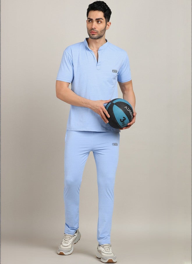 PREEN Men Blue T-Shirt & Trackpant Co-Ord Set - Image 4