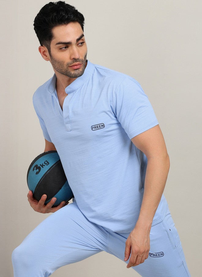 PREEN Men Blue T-Shirt & Trackpant Co-Ord Set - Image 5