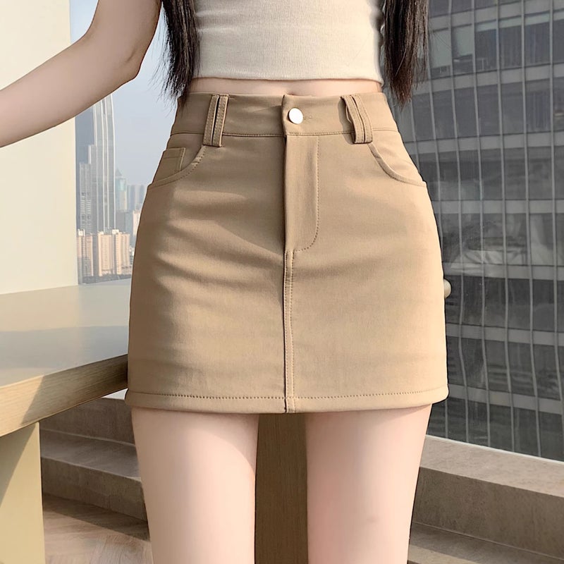 American Retro Stretchy Hip-Hugging Skirt 2026 Summer High Waist Anti-Exposure Short A-line Skirt - Image 3