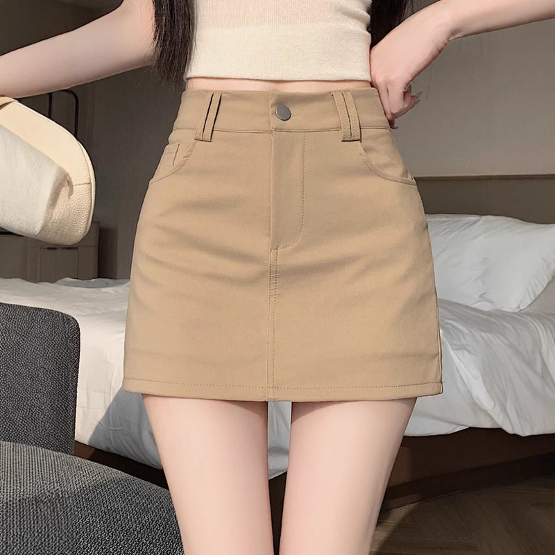 American Retro Stretchy Hip-Hugging Skirt 2026 Summer High Waist Anti-Exposure Short A-line Skirt - Image 1