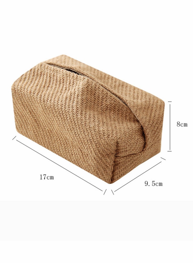 Excefore Linen Tissue Box Napkin Cover, Japanese Style Cotton And Linen Cloth Art Pumping Box Simple Homestay Concave Shape Storage Bag Creative Home Living Room Dining Table - Image 2
