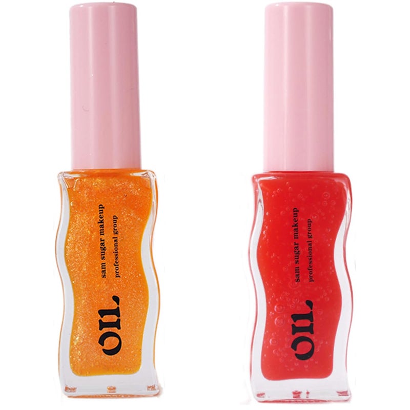 High Shine Smooth Finish Fruit Strawberry Honey Essence Lip Oil Longlasting Moisturizing Lip Line Smoothing Lip Balm Transparent Pearl Lip Glaze 8ml 2PCS