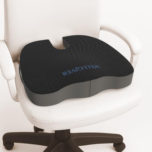 WELLGIVER Memory Foam Coccyx Seat Cushion for Tailbone & Back Pain Relief–Orthopedic Chair Pad for Office, Car, Home U-Shaped Comfort Seat Support for Sciatica, Lower Back Pain | 18 x 15 x 3 Inch - Image 1