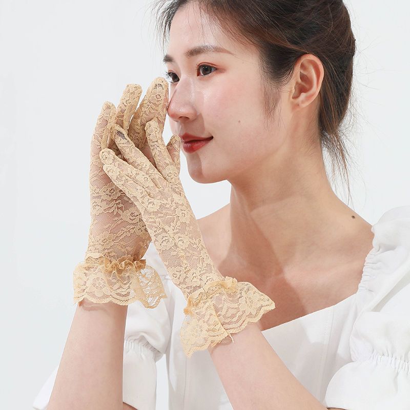Summer Thin Lace Gloves Elegant Short Bridal Wedding Off-White (2 pairs)
