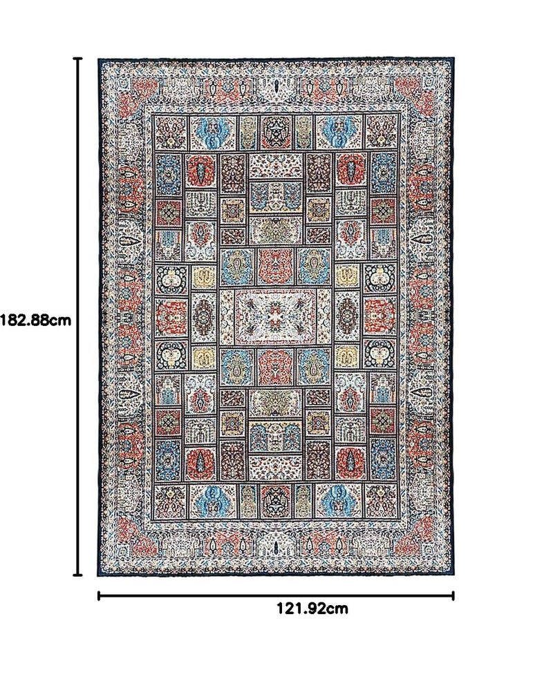 Status Contract Ice Silk Velvet Touch Persian | Kashmiri | Vintage | Carpet | Rug | with Anti Slip Backing for Bed Room|Living Area|Home|Office|Kids Room|(4 X 6 Feet,Multi), Rectangular - Image 2
