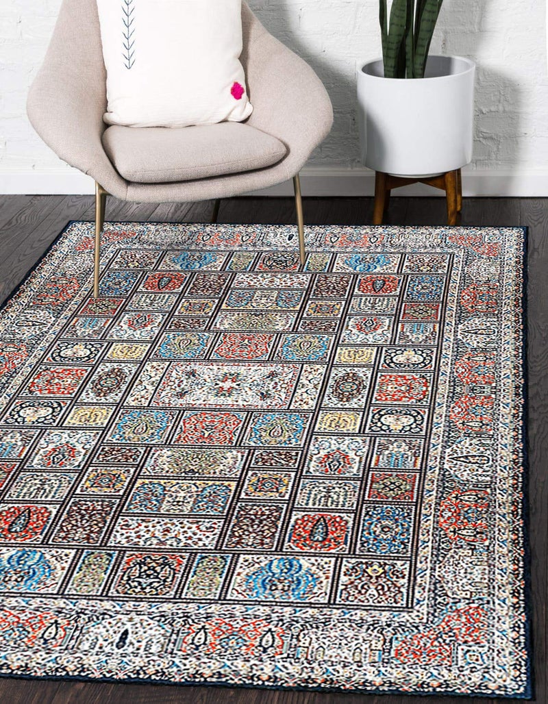 Status Contract Ice Silk Velvet Touch Persian | Kashmiri | Vintage | Carpet | Rug | with Anti Slip Backing for Bed Room|Living Area|Home|Office|Kids Room|(4 X 6 Feet,Multi), Rectangular - Image 4