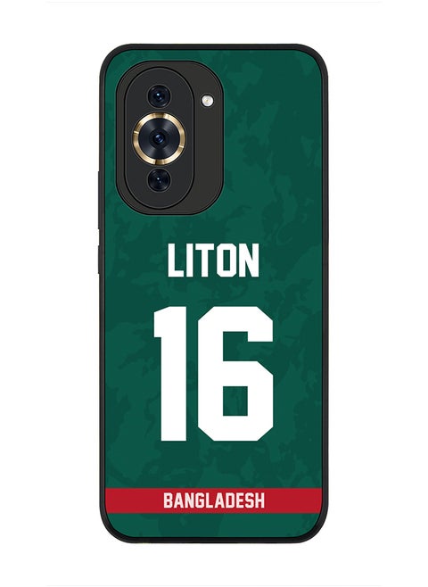 Cover for Huawei nova 10 4G Case , Rugged Black Slim fit Soft Flexible Thin Protective Phone Cases - Player Name - Liton Das, Jersey Number- 16