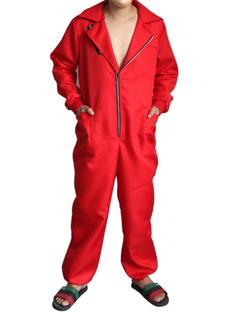 إسكدنيا طقم كامل من بدلة حمراء للجنسين بقناع لحفلات ال مقاس كبير - Image 3