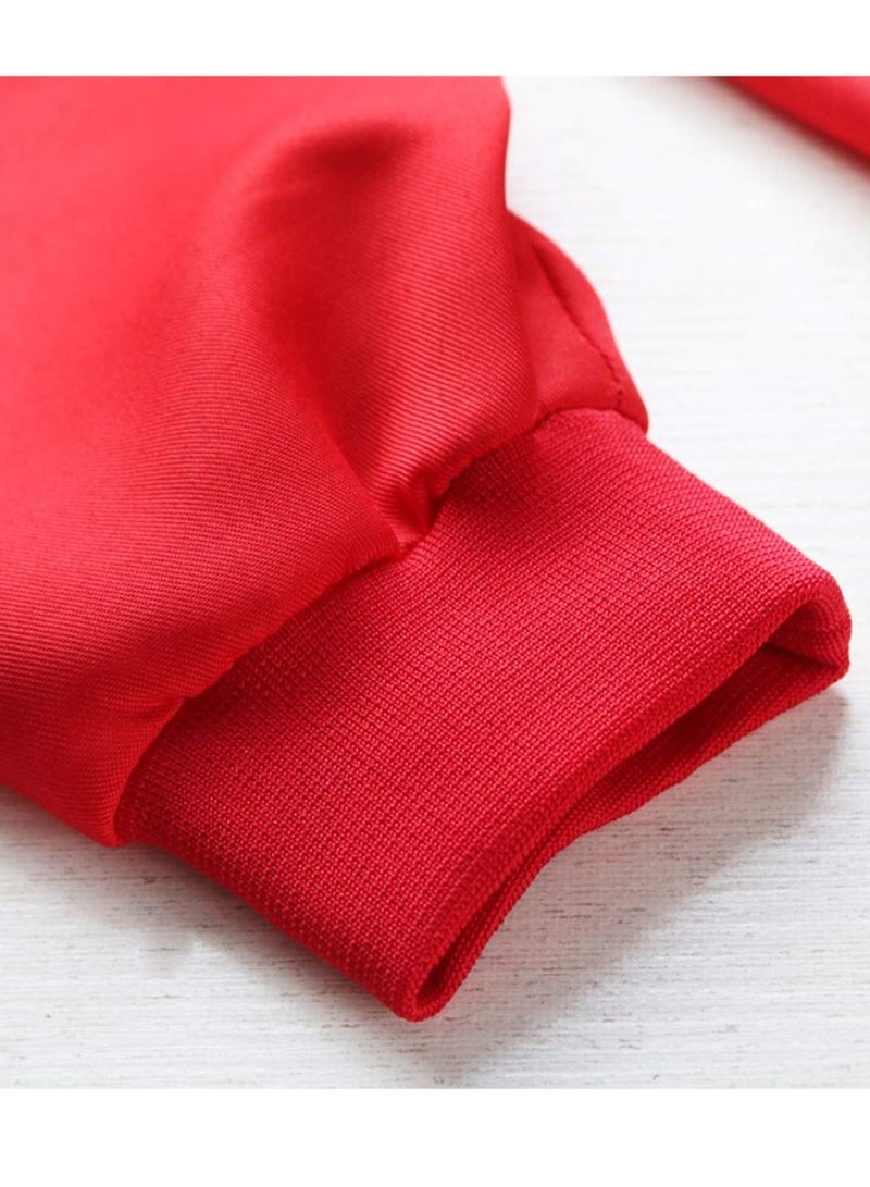 إسكدنيا طقم كامل من بدلة حمراء للجنسين بقناع لحفلات ال مقاس كبير - Image 5