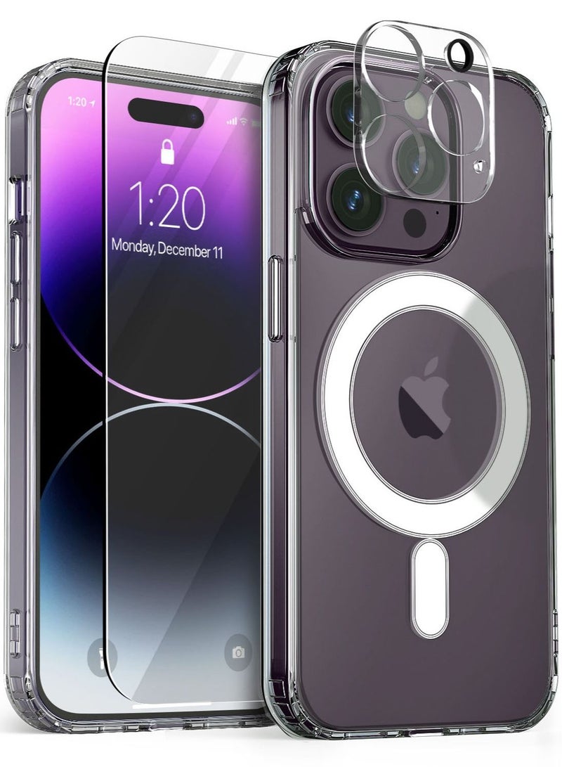 VRS Design Crystal Mixx Magnetic iPhone 14 Pro Magsafe Case Cover with Tempered Glass Screen Protector & Camera Lens Protector - Clear  - Image 1