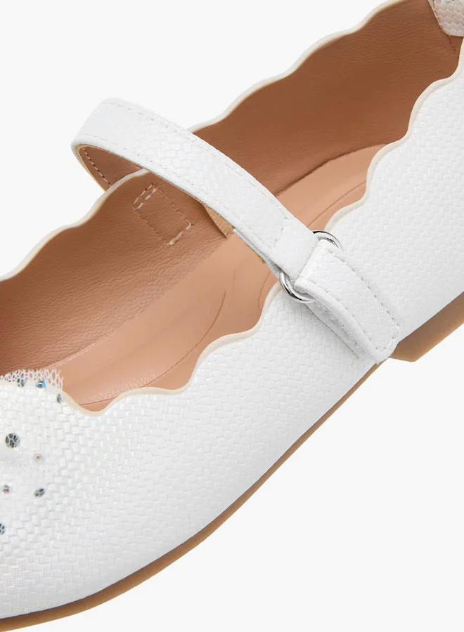 JUNIORS Girls Bow Accent Ballerina Shoes with Hook and Loop Closure