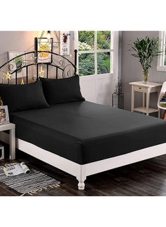 Elegant Comfort Premium Hotel Quality 1 Piece Fitted Sheet Luxury And Softest 1500 Thread Count Egyptian Quality Bedding Fitted Sheet Deep Pocket Up To 16Inch Wrinkle And Fade Resistant King Black  - Image 1