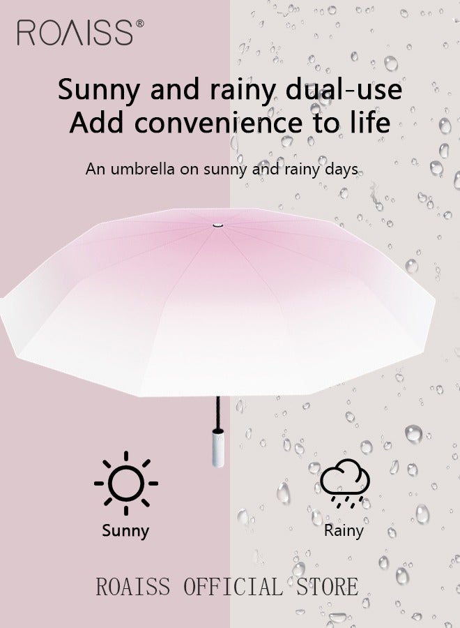 roaiss Unisex Multifunctional Fully Automatic Umbrella with Water Repellent Coating and UV Blocking Black Vinyl Coating 20 Rib Reinforced Umbrella Frame with Gradient Color Canopy Suitable for Rain and Shine - Image 2