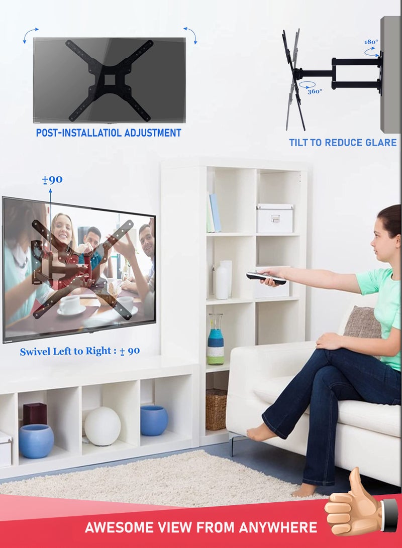 حامل تلفزيون كامل الحركة على الحائط، حامل تلفزيون مرن لشاشات LCD LED وأجهزة التلفزيون، حامل تلفزيون دوار وإمالة لشاشات 14-55 بوصة - Image 5