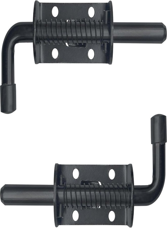 E-TING 2 Packs 5 Inch Spring Loaded Latch Pin with 8 Screws, Heavy Duty Sliding Door Lock Barrel Bolt Latch for Doors/Cabinets/Chests (Carbon Steel) - Image 2