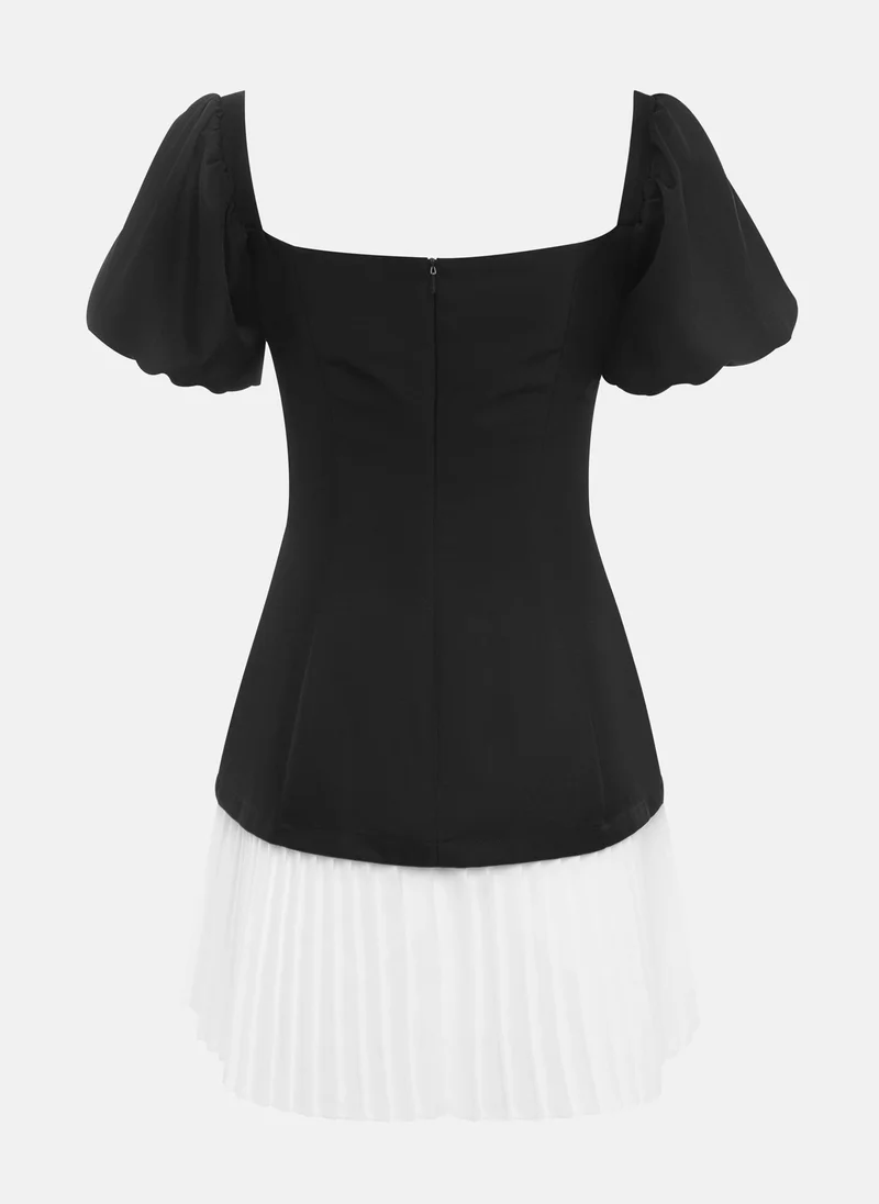 Lichi Fitted mini dress with pleated skirt