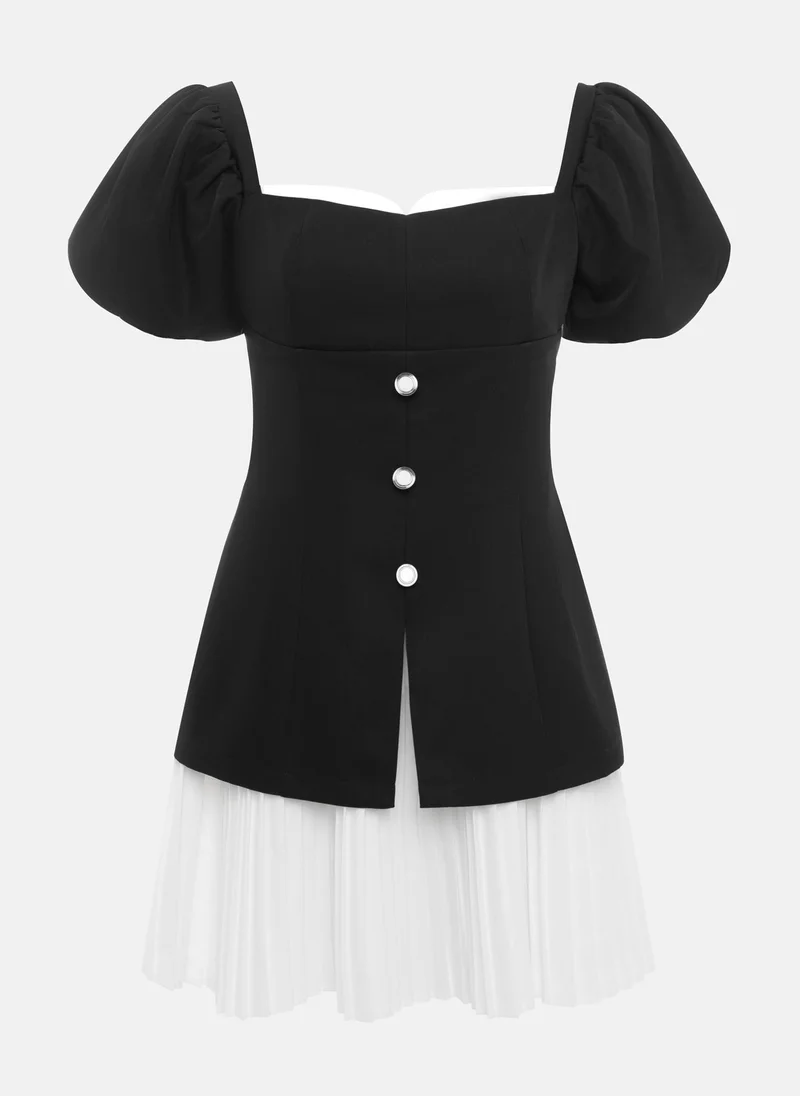 Lichi Fitted mini dress with pleated skirt