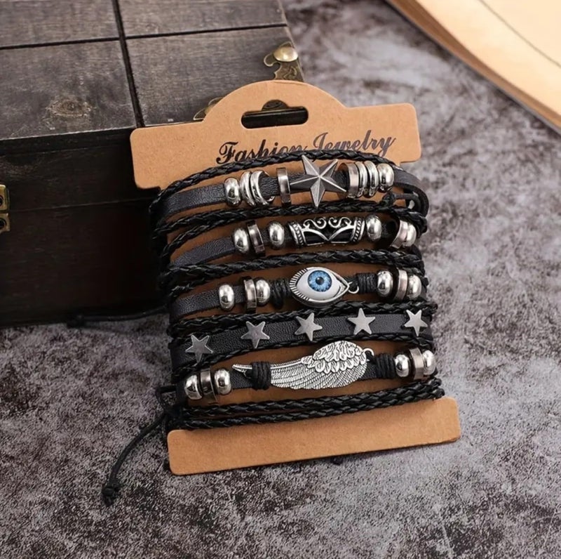 Vientiq Pu Leather Bracelet For Men (blue:;Black) - Image 5