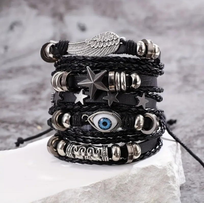 Vientiq Pu Leather Bracelet For Men (blue:;Black) - Image 3