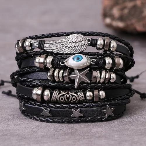 Vientiq Pu Leather Bracelet For Men (blue:;Black) - Image 4
