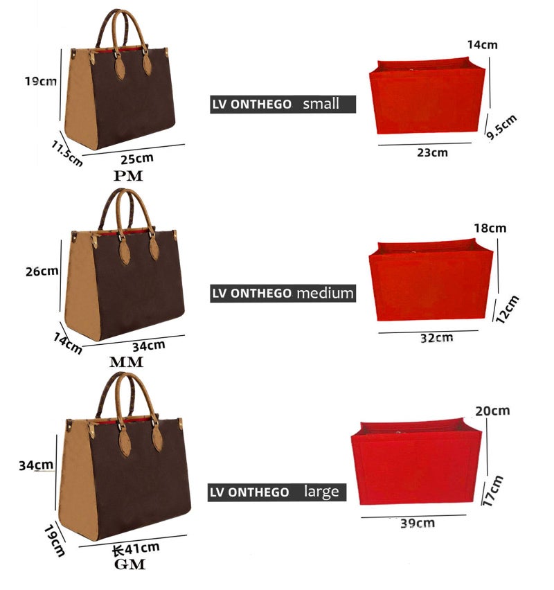 Lckaey Bag Organizer for Onthego PM bag Felt Purse Insert with Detachable Zipper Pocket ONTHEGO Insert Removable1080red -S - Image 2