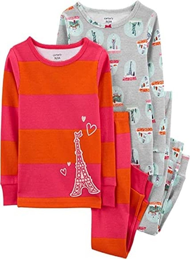 Carter's Baby Girls' 4 Pc Cotton 371g083 (as1, Age, 7_Years, Paris/Snow Globe) - Image 1