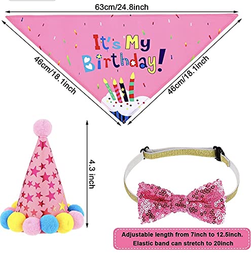 KUTKUT Dog Birthday Bandana Set | Dog Birthday Hat Dog Birthday Bandana Scarf | Shining Dog Bow Tie Collar | Dog Print Happy Birthday Banner and 10 Piece 12 Inch Paw Print Balloon with Tape for Boy Girl Dog - Image 3