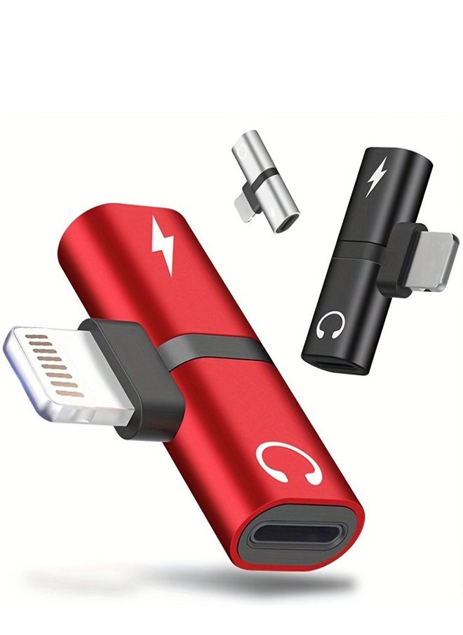 Generic 2-In-1 Lightning Earphone And Charger Connector With Red  - Image 1