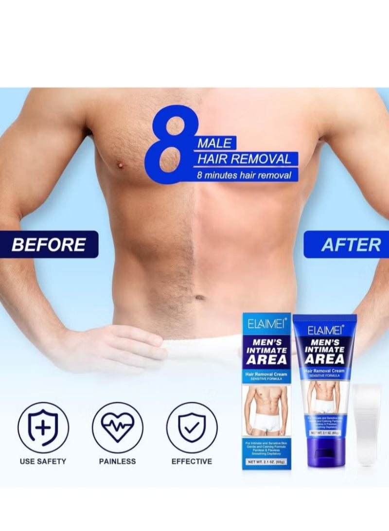 إليمي 【كريم إزالة الشعر للرجال】 لطيف وغير مؤلم، تظهر البشرة ناعمة في 8 دقائق (60 مل) - Image 2