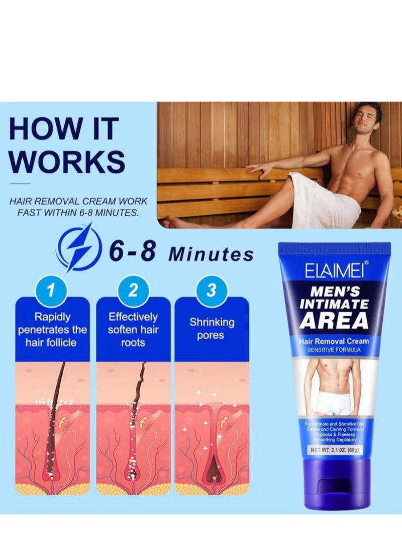 إليمي 【كريم إزالة الشعر للرجال】 لطيف وغير مؤلم، تظهر البشرة ناعمة في 8 دقائق (60 مل) - Image 3