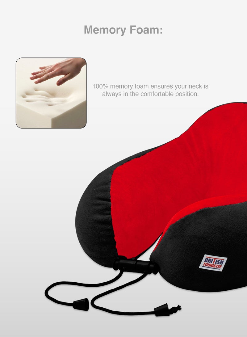 BRITISH TOURISTER Pack of 2 Travel Pillow for Neck Support, Memory Foam Airplane Pillow, Black, Comfortable Travel Accessories - Image 2