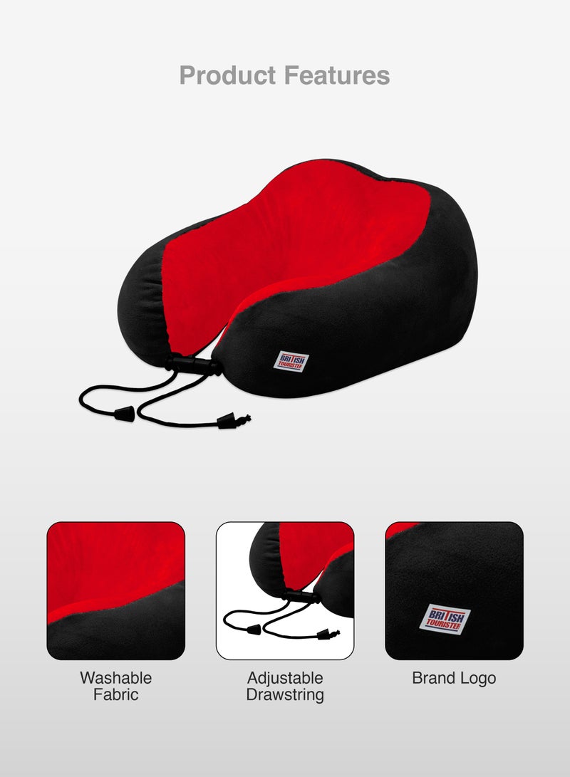 BRITISH TOURISTER Pack of 2 Travel Pillow for Neck Support, Memory Foam Airplane Pillow, Black, Comfortable Travel Accessories - Image 3