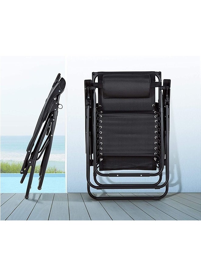 Generic - Outdoor Lounges Chair Foldable Camping Chair, Zero Gravity Adjustable Beach Chair and Garden Chair with Pillows Cup Holders for Poolside Backyard and Beach - Image 1