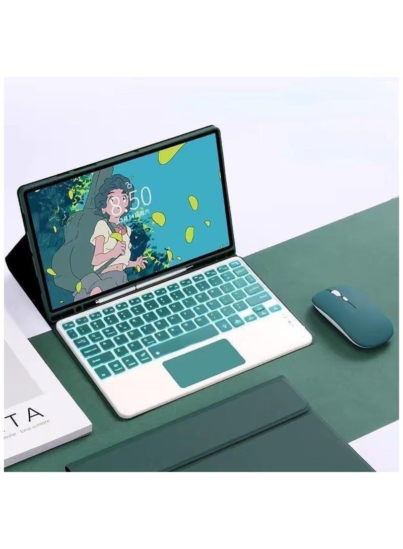 general حافظة لوحة مفاتيح تعمل باللمس متوافقة مع iPad Air 13 بوصة 2024 (رقم الموديل: A2903، A2904)، إضاءة خلفية، لوحة تتبع متعددة اللمس، حافظة حامل قابلة للطي مع حامل قلم وماوس - Image 1