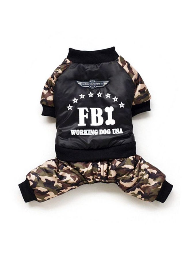 أوتاد معطف جمبسوت قطني بأربع فتحات أرجل للحيوانات الأليفة مطبوع عليه كلمة FBI منقوش بنقشة مموهة/أسود XL - Image 2