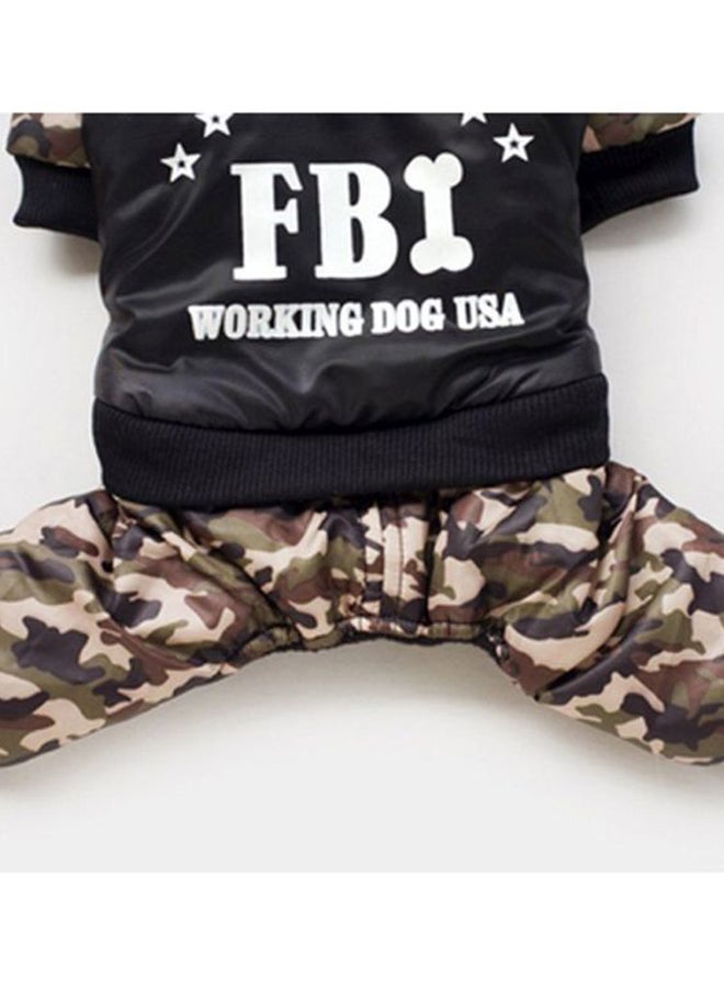 أوتاد معطف جمبسوت قطني بأربع فتحات أرجل للحيوانات الأليفة مطبوع عليه كلمة FBI منقوش بنقشة مموهة/أسود XL - Image 3