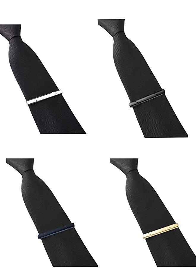 GUSGU Tie Clips for Men, 4 Pack Classic Tie Clip Silver Gold Black Blue Necktie Tie Bar Pinch Clips Suitable for Wedding Anniversary Business and Daily Life 5.8cm ﻿ ﻿ - Image 5