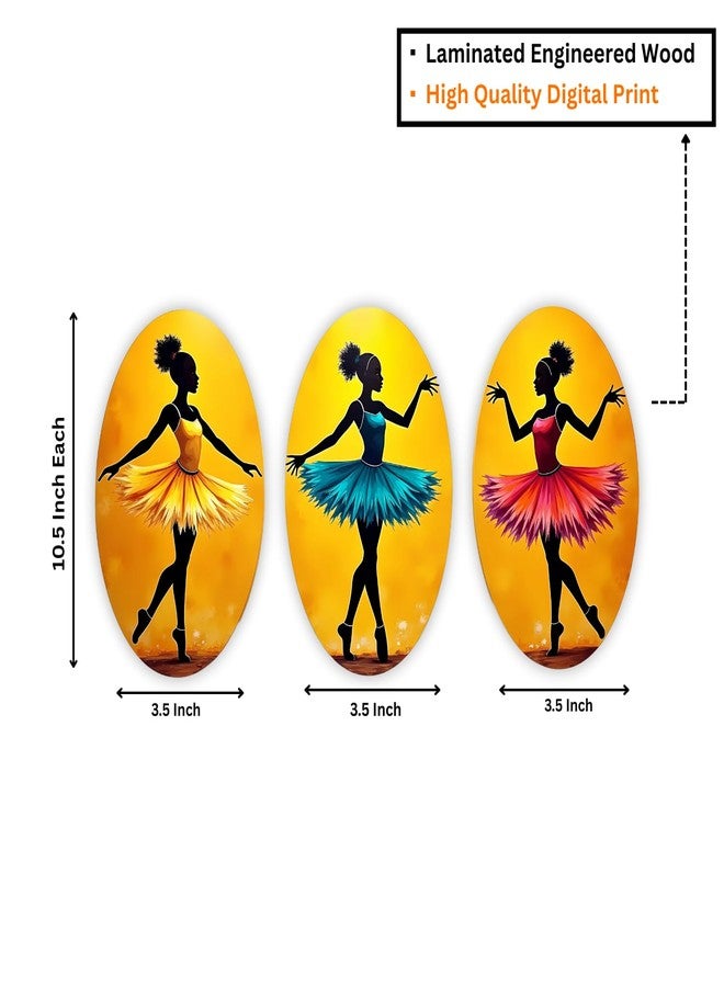 GiftOday Abstract Art Dancers Wood Wall Hanging Decoration Items for Home & Kitchen Decor | Gifts | Wooden Wall Hanger | Mdf Wall Decoration for Living Room | Decor Items (Set of 3) - Image 3