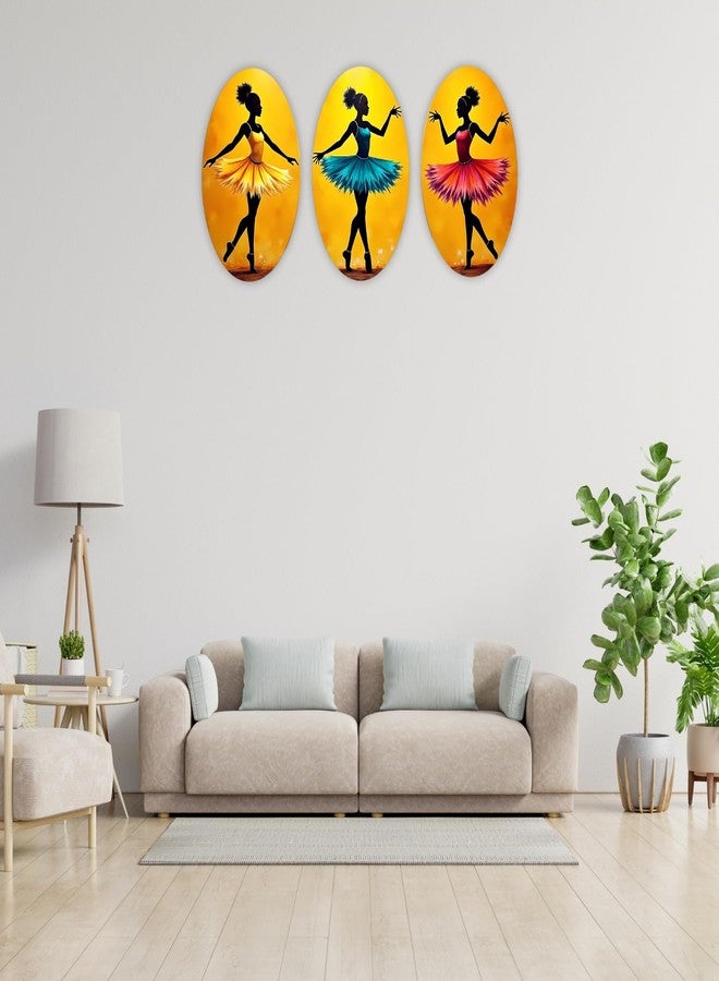 GiftOday Abstract Art Dancers Wood Wall Hanging Decoration Items for Home & Kitchen Decor | Gifts | Wooden Wall Hanger | Mdf Wall Decoration for Living Room | Decor Items (Set of 3) - Image 1
